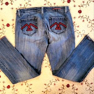 Vigoss Embellished Pockets Stretch Denim Bootcut Jeans